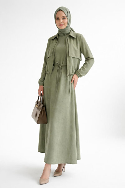 Esmira Stil Robalı Ceket & Sıfır Kol Elbise İkili Takım