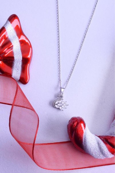 innuendo jewelery 925 Ayar Gümüş Taşlı Kuğu Kolye