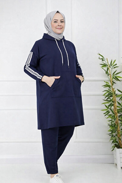 MODAALFABE Plus Size Hijab Loose Cut Tracksuit Set Black