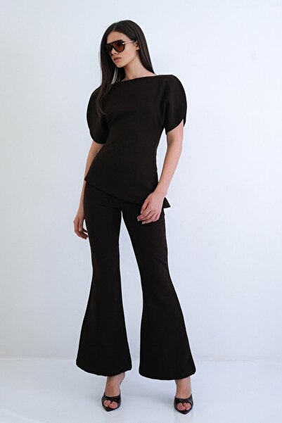 Trend Alaçatı Stili Women's Brown Asymmetrical Cut Back Zipper Knitted Blouse...