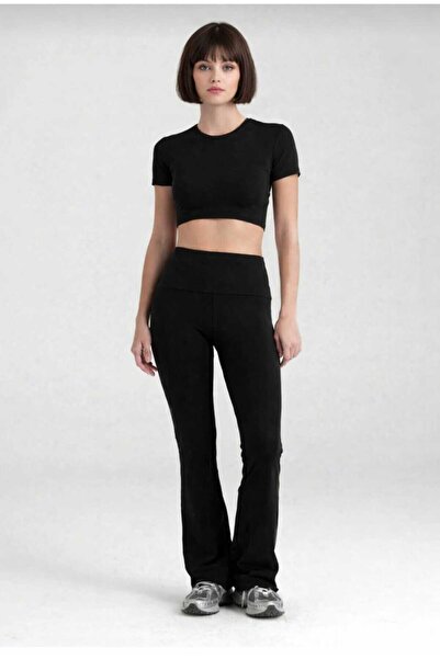 NOFLEN Comfort High Waist Flared Leggings Black