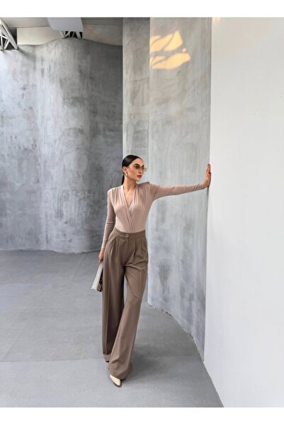 Wear Up    230 Gr Poly Viscose Full Lycra Pleated Palazzo Trousers