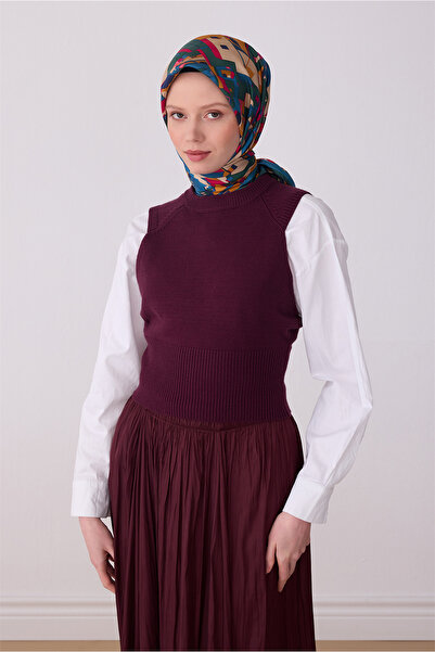 Belli Eșarfă verde cu model multicolor 100% twill mătase 4307-80