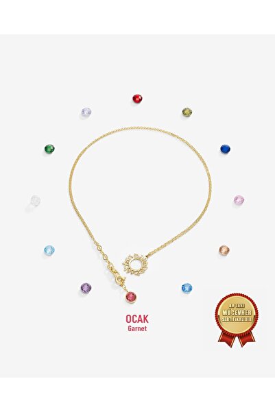 MEKS JEWELS 14 Ayar Altın Güneş Doğum Taşlı Kolye