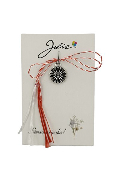 Flippy Martisor Traditional, Jolie, Model FLOARE, cu Snur Impletit Alb/Rosu, ...