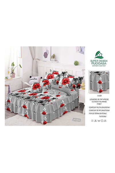 ANATOLIATEKSTILE Lenjerie de Pat Finet, 6 Piese| Set Complet Dormitor | Cearc...