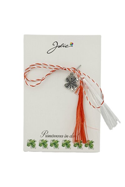 Flippy Traditional Martisor, Jolie, Model TRIFOI 2, with White/Red Braided Co...
