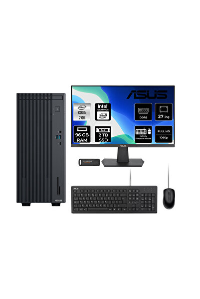 ASUS ExpertCenter P500 Core5 210H 96GB 2TB SSD FDOS Masaüstü Bilgisayar + 27"...