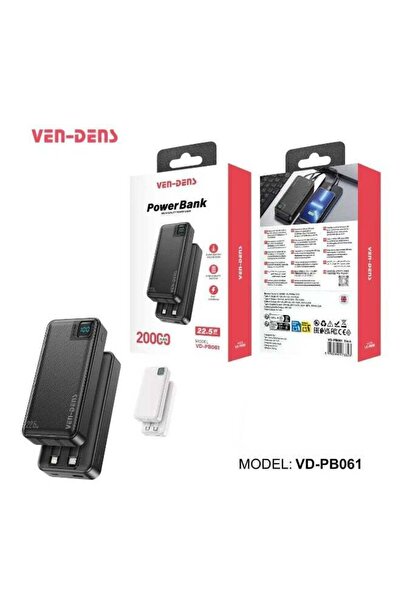 VEN-DENS شاحن متنقل مزود بكابلات مدمجة USB-C و Lightning | 20000 مللي أمبير