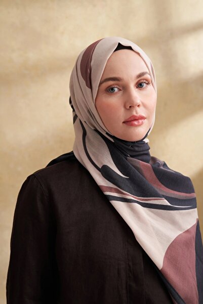 ARMANDA Σάλι από βαμβάκι μεταξωτό βιζόν-μαύρο 3383