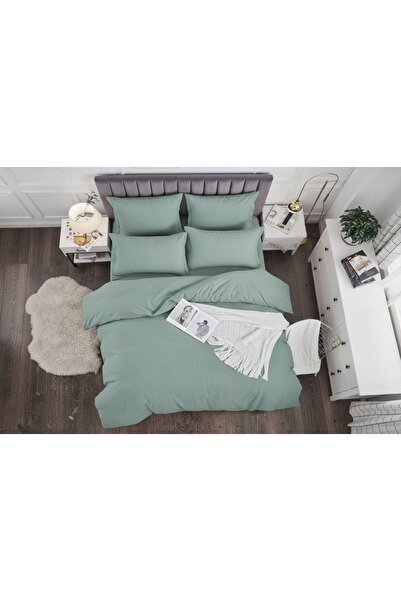 Crepe Bed Linen 6 Pieces, Casa Pucioasa, crepe cotton, mint green, complete bedroom set miniatura 2