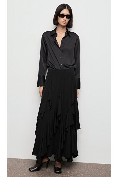 Vinales Flounced High Waist Ruffled Chiffon Skirt