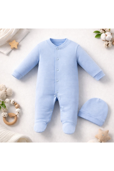 moukou 100% Cotton Interlock Non-Operational Baby Romper – Long Sleeves, Boot...