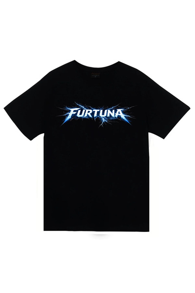 fame-stoned Furtuna - Lightning Printed Unisex 100% Cotton Black T-Shirt