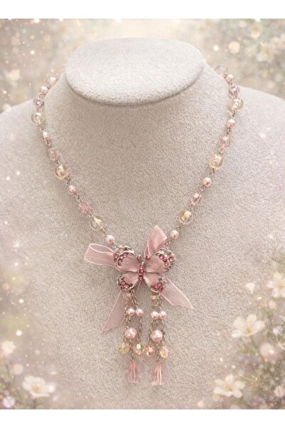 abeljewelry Fairycore Kelebekli Pembe Coquette Kolye