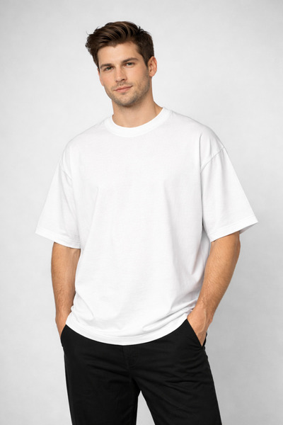 metsawear Oversize Basic Black Men's T-Shirt – 100% Cotton 20/1 Single Jersey...