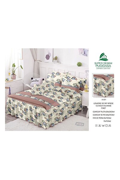 ANATOLIATEKSTILE Lenjerie de Pat Finet, 6 Piese| Set Complet Dormitor | Cearc...