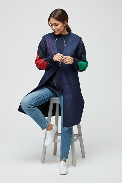 ECE GİYİM Women's Long Lace Vest with Three Button Pockets on the Front