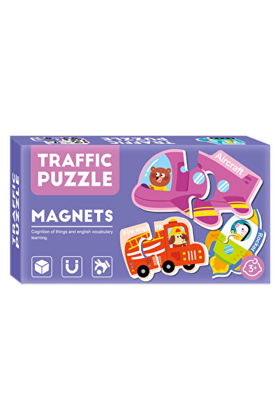 Arkolino Set puzzle magnetic Mijloace de transport, copii, 17 bucati,