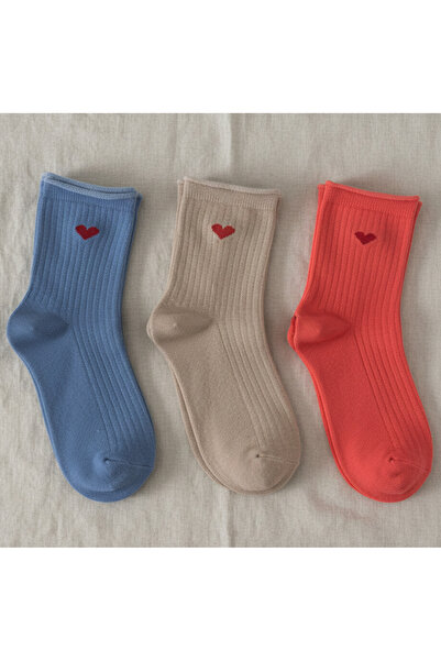 Budy Socks Heart Patterned Cotton Diabetic Socks, Half-Toe Socks, Non-Squeezi...