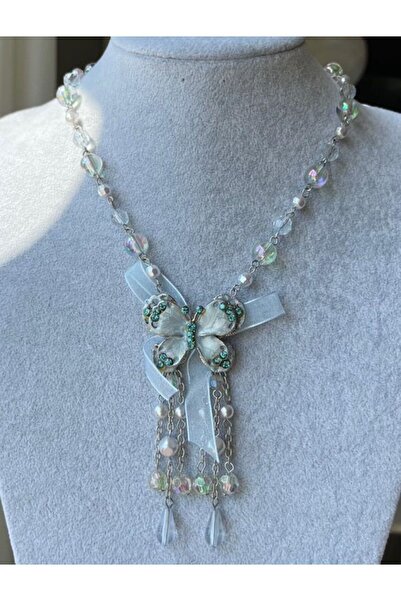 abeljewelry Coquette Fairycore Kelebekli Mavi Kolye