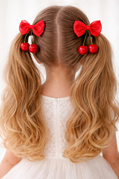 SHEKER HOME Σετ 2 τεμαχίων κοριτσίστικες κλιπ μαλλιών με φιόγκο σε σχήμα κερα...