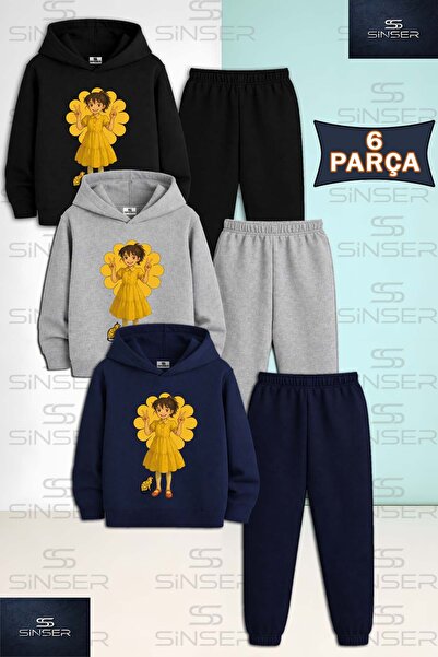 SS SİNSER Children's Unisex Havi̇n Gril Anime 3-Piece Hooded Tracksuit Set
