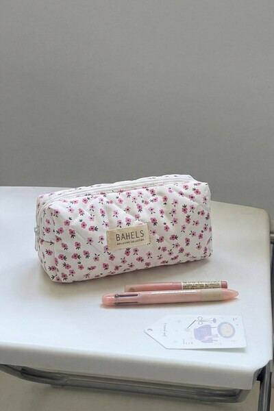 BAHELS Pembe Çıtır Çiçek Kalemlik Kalem Kutusu Kalem Çantası