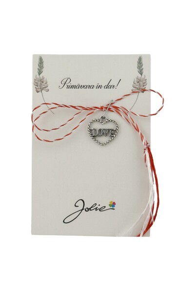 JOLIE Set of 10 Traditional Martisor, Jolie, Model HEART LOVE, with Braided W...