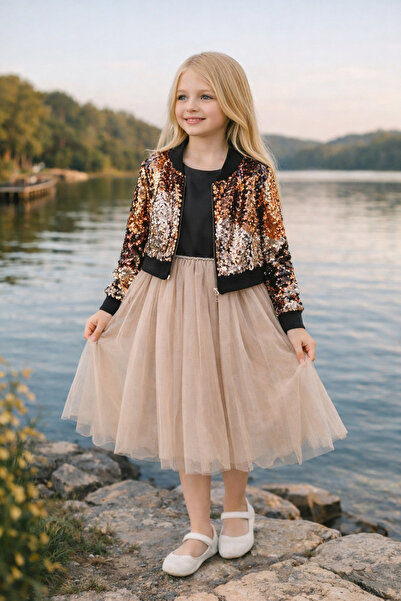 Lindissima kız çocuk payet ceketli özel gün abiye elbise