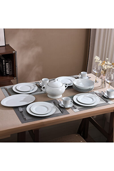 Malooki Serviciu de Masă Royal Lace din Porțelan 64 piese, 12 persoane, detal...