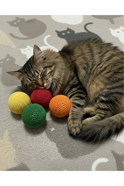 stoks toys EL Örgüsü Çıngırak sesli 4’lü Kedi Topu