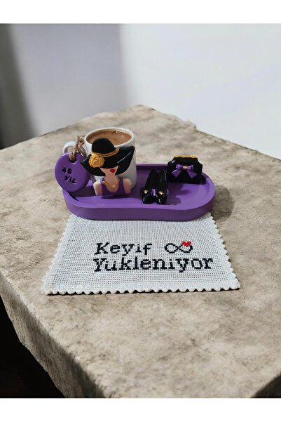 RivelCandle Purple Love Etamin Napkin and Cup Set for 1 Person