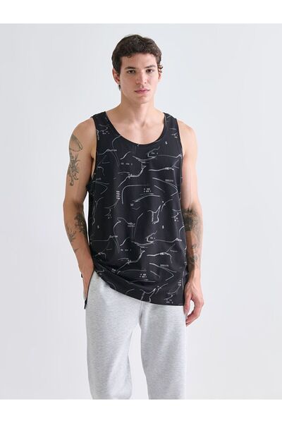 LC Waikiki Crew Neck Printed Combed Cotton Men's Sleeveless T-Shirt
