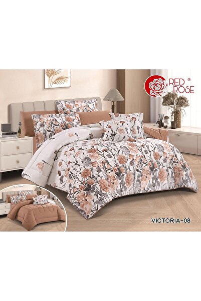 Red Rose Victoria Summer Bedspread Set, Single and a Half Size, 5 Pieces, Mic...
