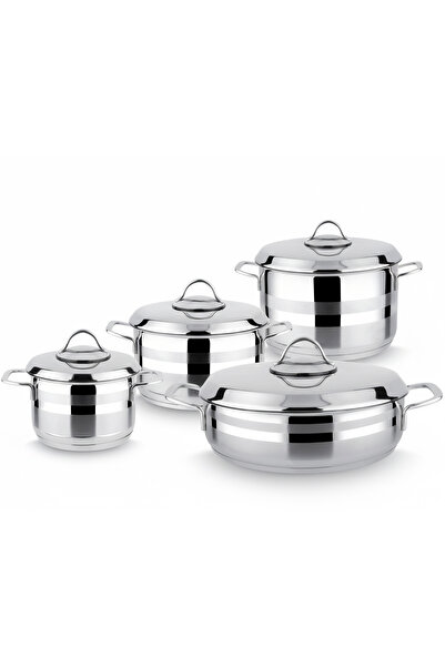 Top Chef Master Steel Induction Base 8 Piece Steel 18/10 Cookware Set