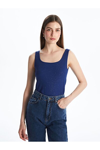 LC Waikiki Lcwaikiki Classic Navy Blue U-Neck Patterned Women's Undershirt