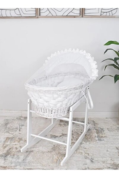 Generic Bamboo Moses basket with white rocking base