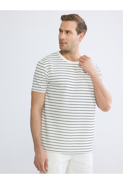 LC Waikiki طاقم الرقبة مخطط تي شيرت للرجال