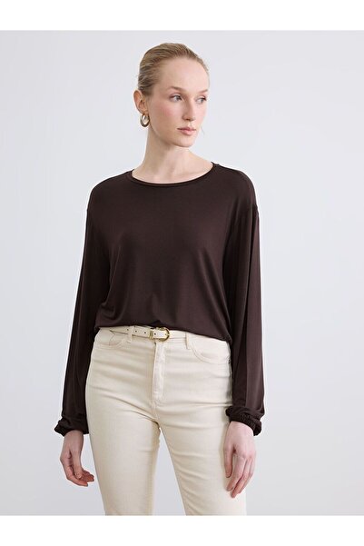 LC Waikiki Crew Neck Balloon Sleeve Oversize Blouse