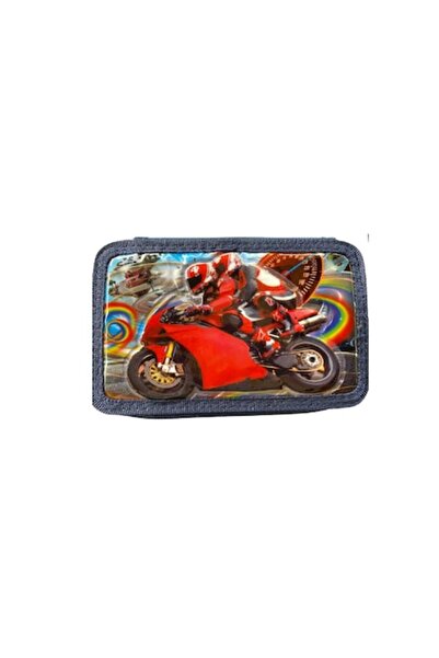 OEM Equipped School Pencil Case, 3D, 3 Compartments, 35 Pieces, Blue