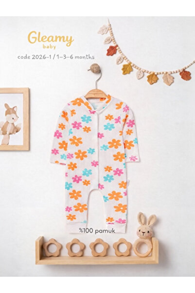 Gleamy رومبير للأطفال مصنوع من القطن بنسبة 100% - مزين بنقوش الزهور، قابل للت...