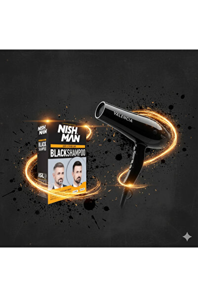NISHMAN SİYAH SAÇ ŞAMPUANI 200 ML SET X 5 ADET / + FÖN MAKİNASI HEDİYE