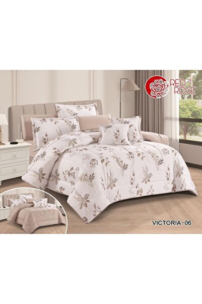 Red Rose Victoria Summer Bedspread Set, Single and a Half Size, 5 Pieces, Mic...