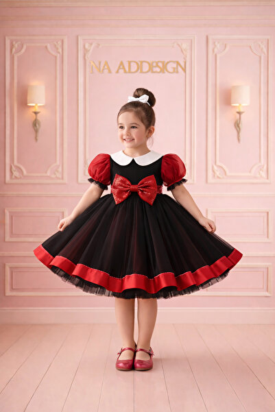 NA ADDESIGN فستان أميرة من التول للفتيات - تصميم خاص مع فيونكة من الترتر وأكم...