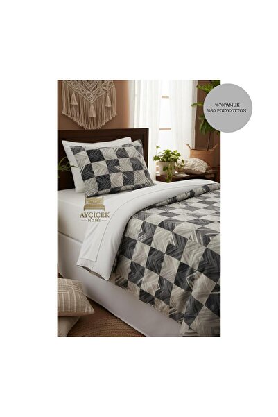 ayçiçek home Single Bedding Set 100/200 Fitted Sheet Quilt Size 140/210 Custo...
