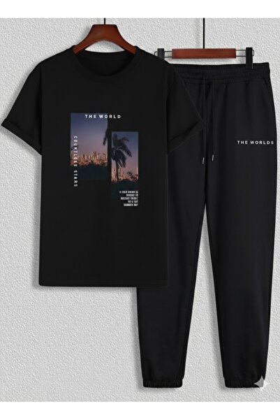 PENTHİLUS Men's T-Shirt and Trousers Set - Men's Two-Piece Set - Summer Botto...