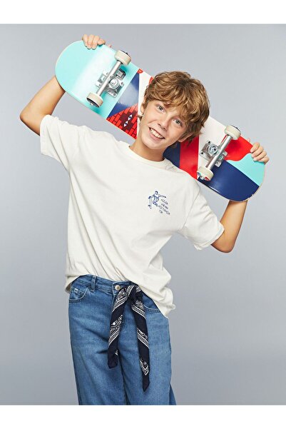 LC Waikiki Crew Neck Slogan Printed Boys' T-Shirt