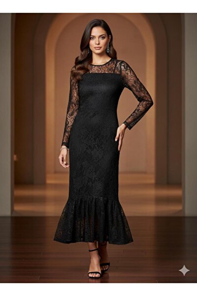 Pyramid masterpieces Lace dress with an outer print