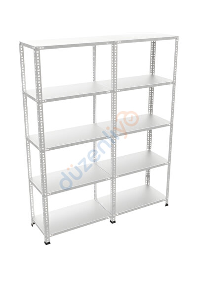 düzenliyo 5 Katlı 2 Üniteli Galvaniz Çelik Raf 43x120x200 cm – Depo, Arşiv, K...